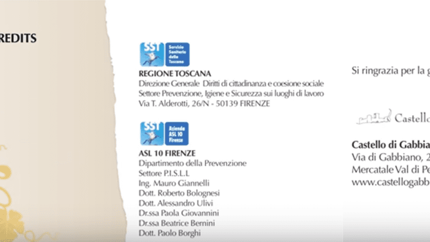 SICUREZZA E SALUTE NELL'ATTIVITÀ DI VINIFICAZIONE : CASTELLO DI GABBIANO CANTINA ESEMPLARE - 4